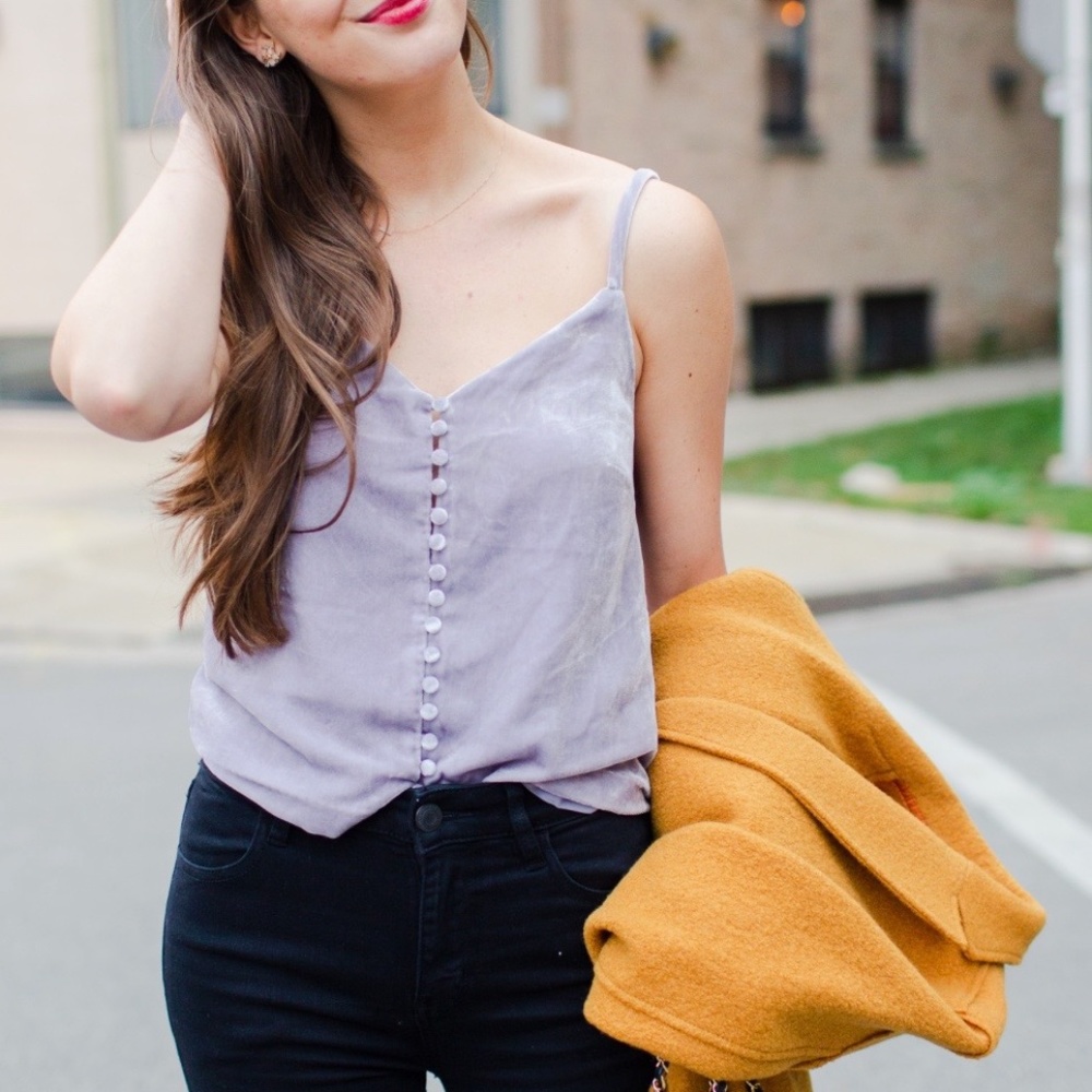 Madewell Velour Light Blue Button up Cami - 10/M